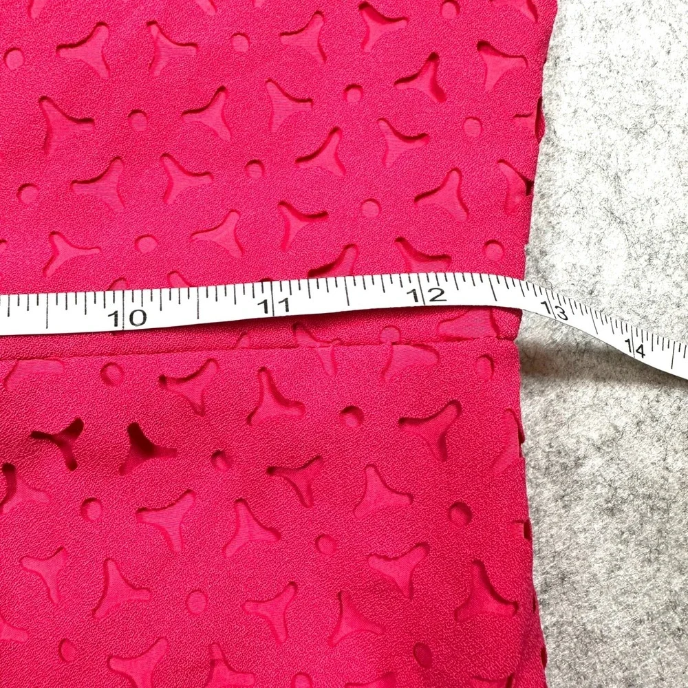 J.CREW Fit & Flare Dress Hot‎ Pink Laser Cut Floral Cap Sleeve Women's Size 00